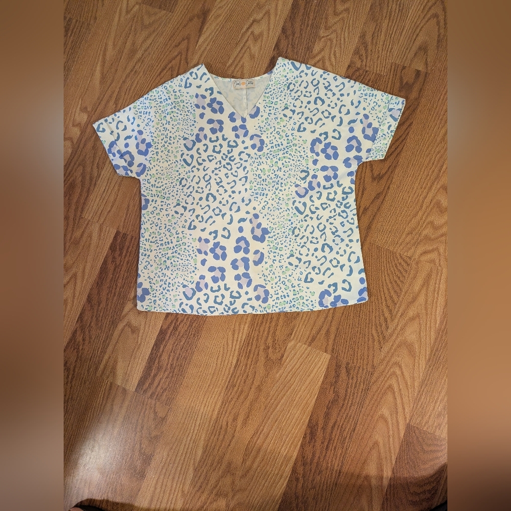 Blue and Green Leopard Print Women's Top